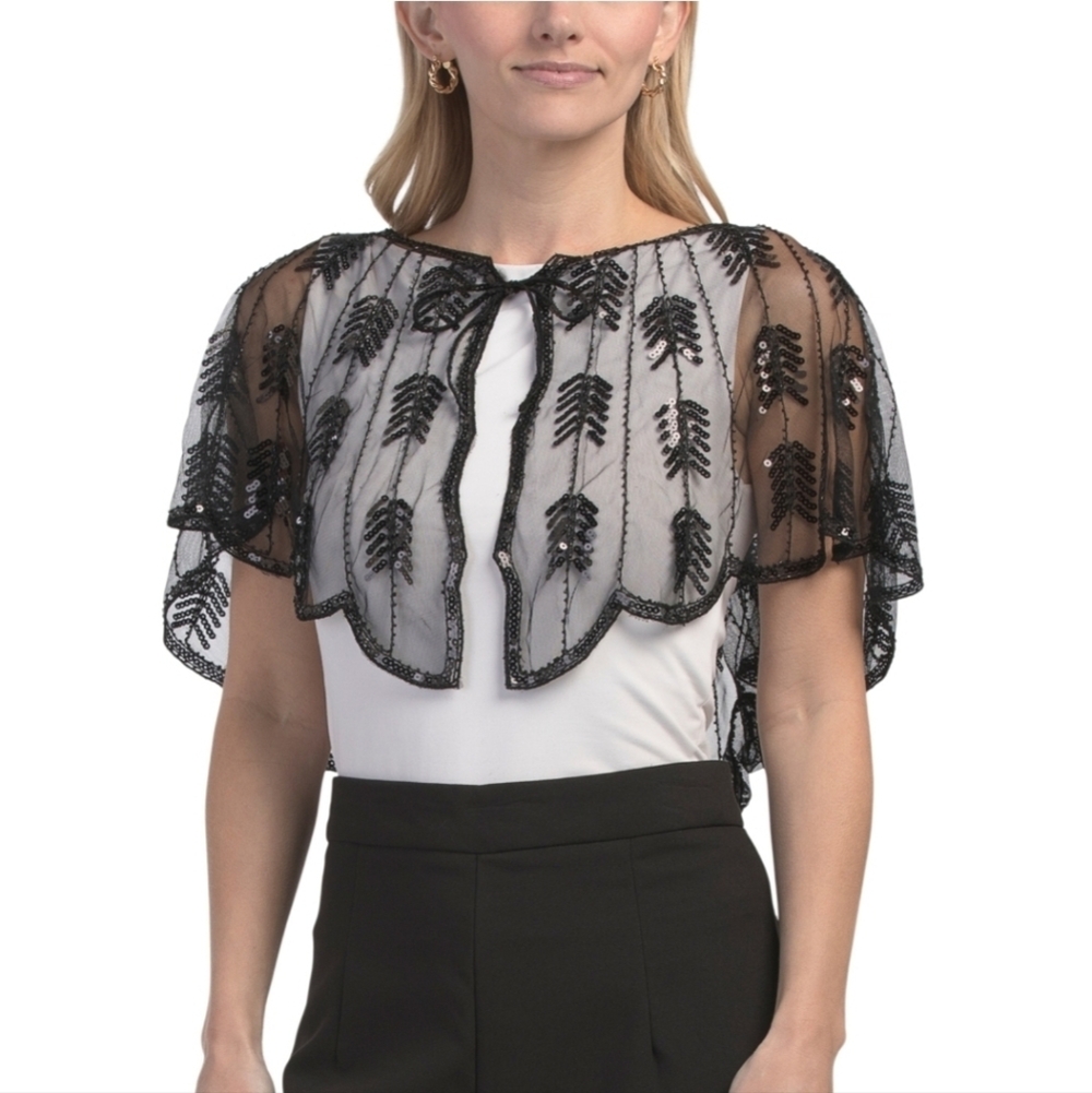 🖤🔹️Lulla Collection 🔹️Elegant Black Sheer Evening  Capelet